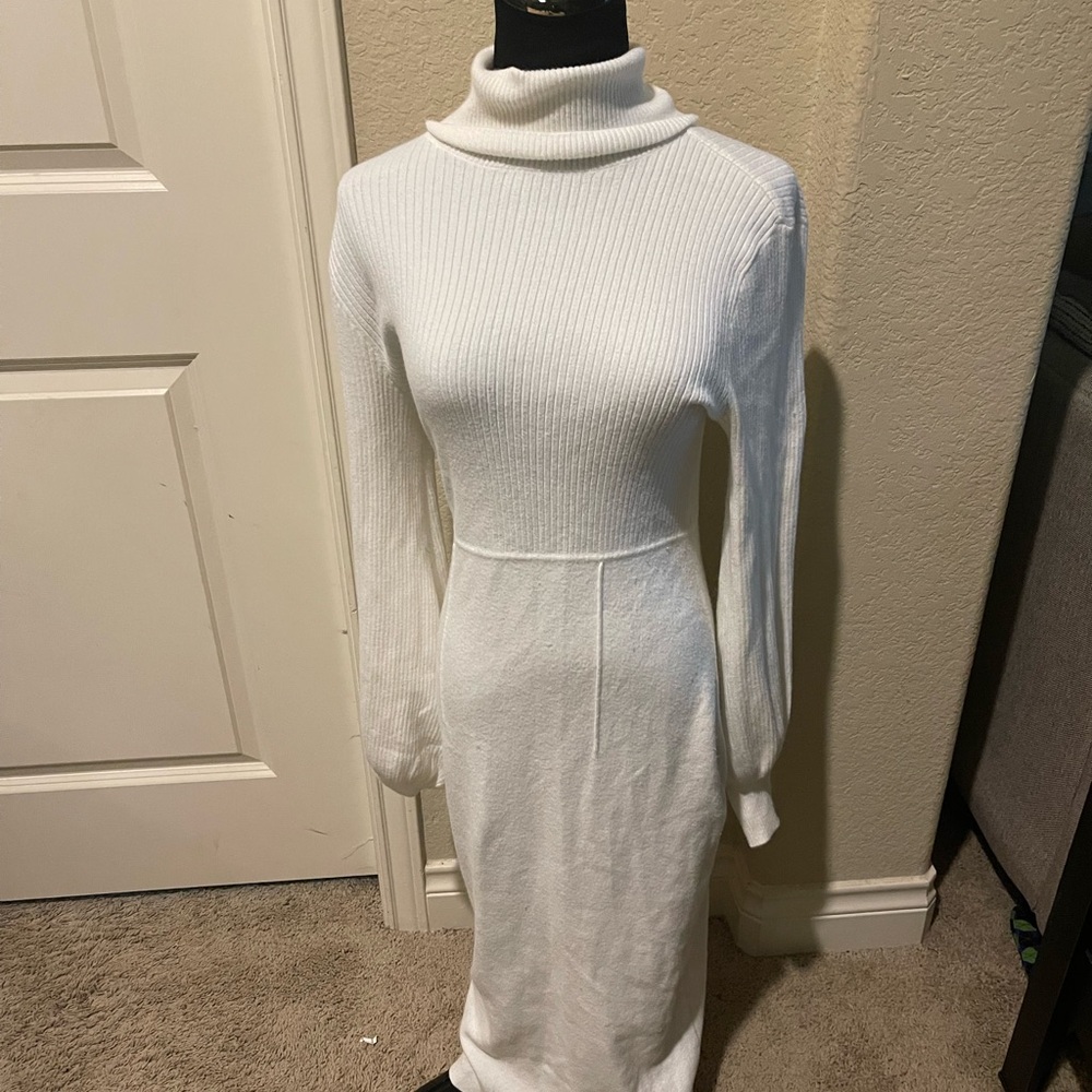 Eva Mendes for New York & Company White Long Sleeve Dress